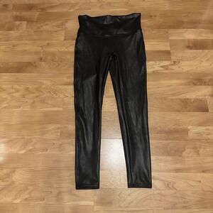 Spanx Faux Leather Leggings‎ Petite High Waisted Black L
